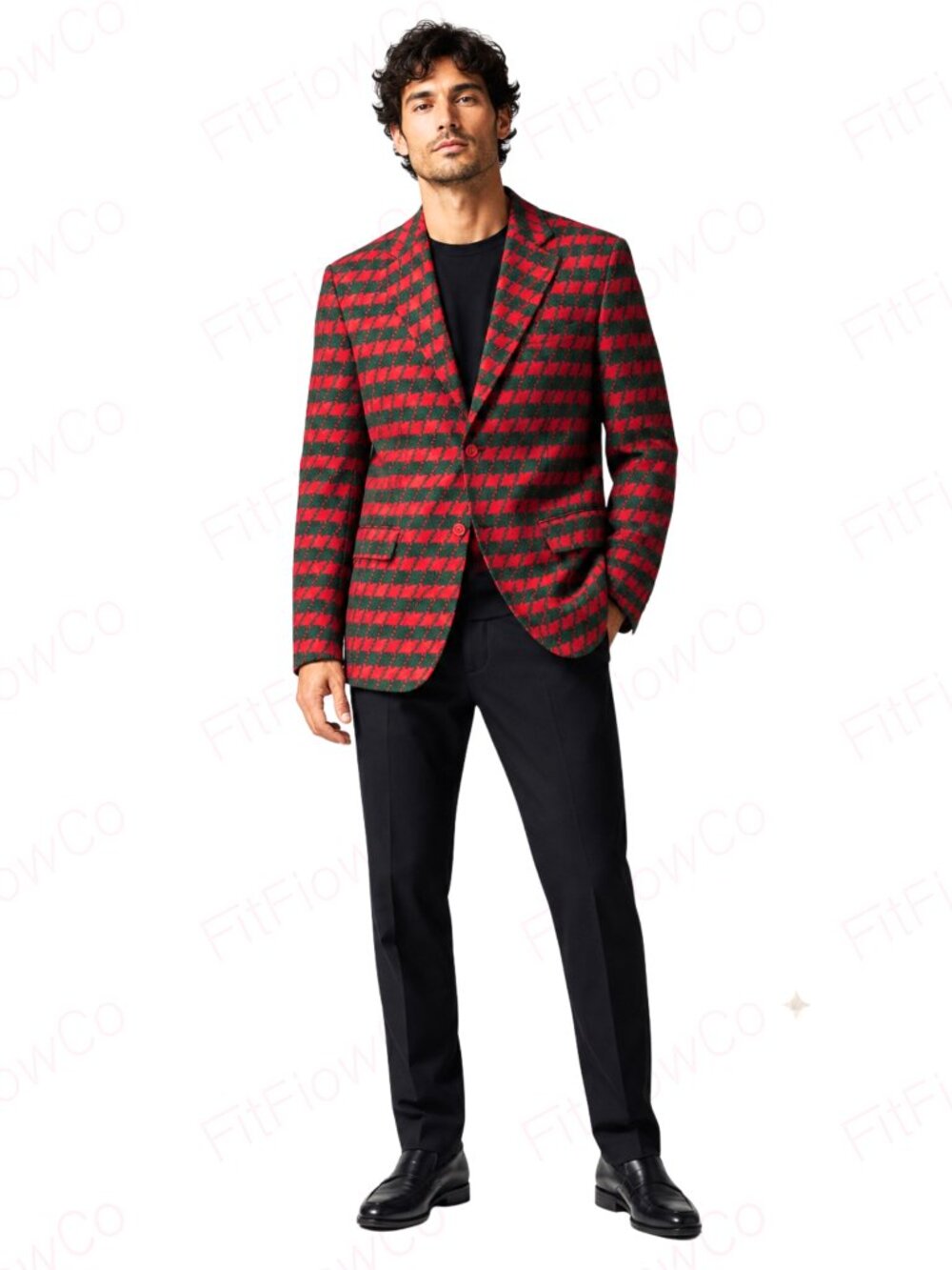 DEC 25th Men’s Christmas Blazer S Red Green Houndstooth Holiday Party